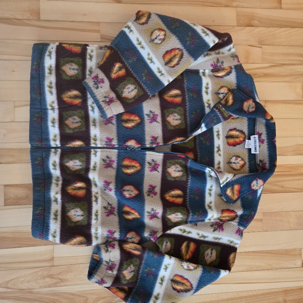 Alfred Dunner Multicolor Patterned Leaf Zip Up Fl… - image 2